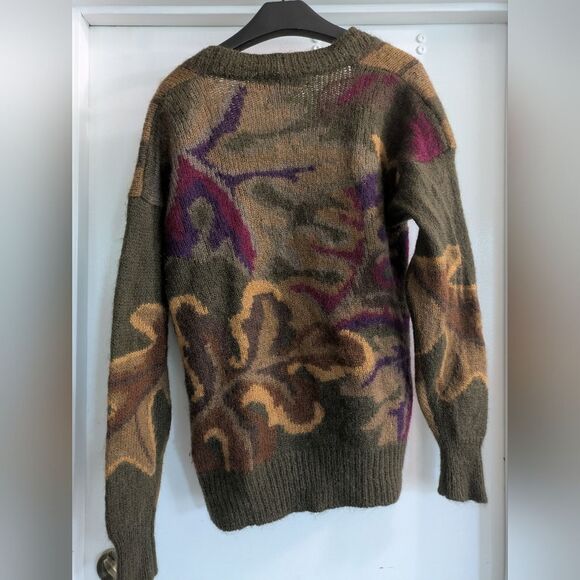 Collections By Michelle Stuart Olive & Purple Cardigan Sweater Mohair Lambswool - Picture 5 of 5